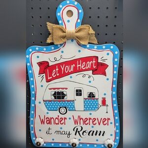Colorful Camper Wall Decor with Bow & Hangers "Cutting Board"